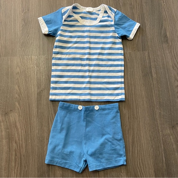 VINTAGE BABY Sears Matching Blue Nautical Set T-shirt and Shorts - Picture 1 of 6